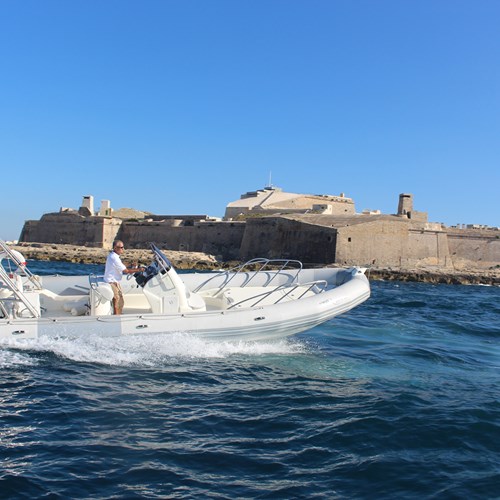 Rent / charter Rib / Dinghy for Boat Parties, Conference & Incentive / Meetings / Corporate, Full Day Tour, Half Day Tour, Harbour Cruise, Private Charter & Team Building Activities in Malta & Gozo - Zodiac Pro Open 8.5